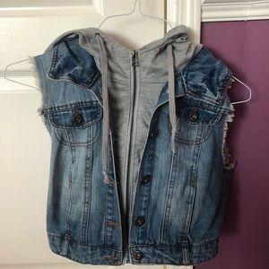Ci Sono Denim Hooded Vest